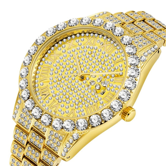 Men Women Watches Stainless Steel Band Fashion Luxury Rhinestones Quartz Elegant Casual