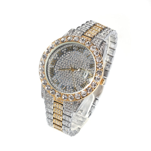 Men Women Watches Stainless Steel Band Fashion Luxury Rhinestones Quartz Elegant Casual