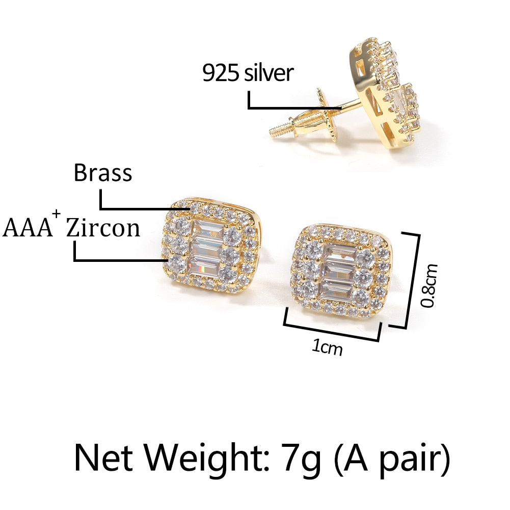 Baguette Earrings 8x10mm Micro Paved Cubic Zircon Earings