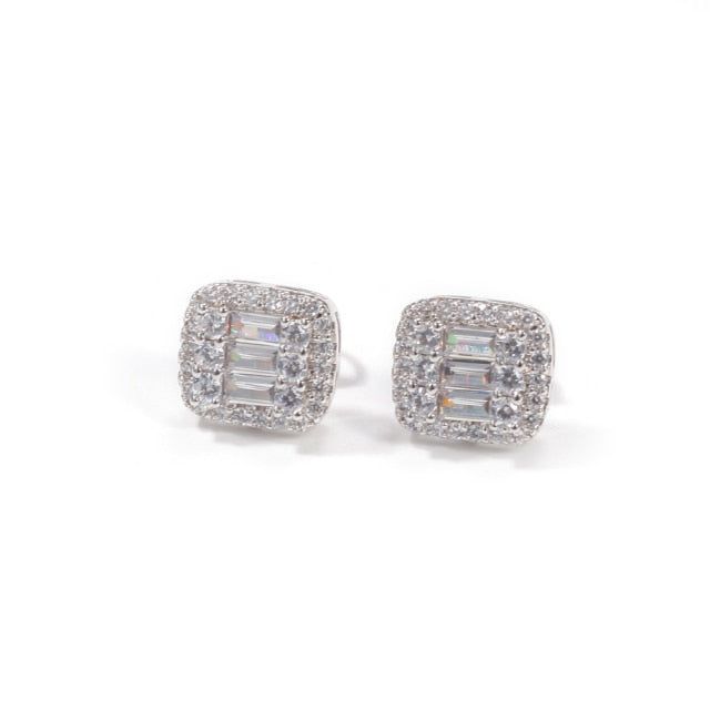 Baguette Earrings 8x10mm Micro Paved Cubic Zircon Earings