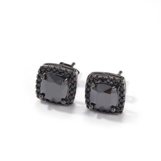 Square Zirconia Pink Earrings  Bling Micro Paved Cubic Zircon